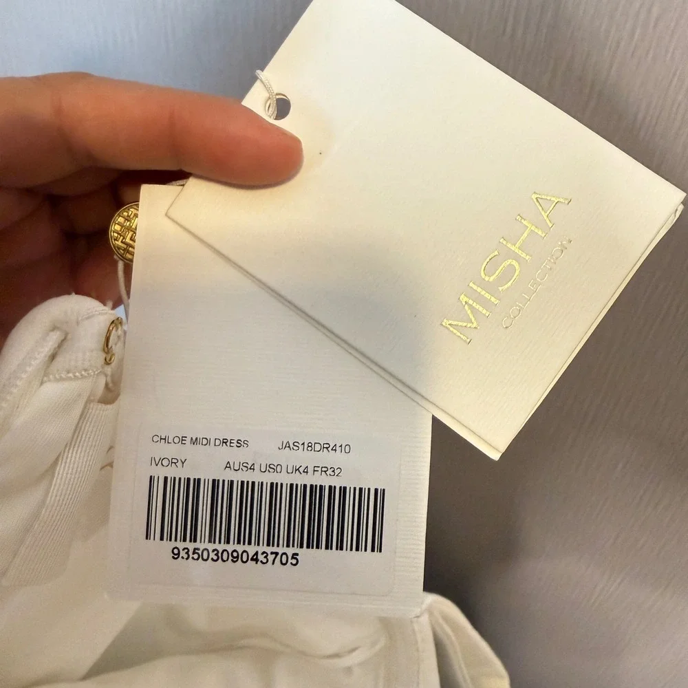 MISHA COLLECTION IVORY CHLOE MIDI DRESS - SIZE 0